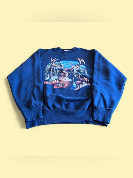 Member's Mark Other - Vintage Whitetail Deer Heavyweight Navy Blue Sweatshirt Men’s Large